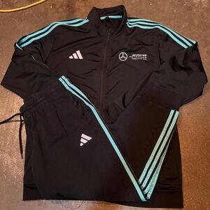 Adidas Tracksuit Men XL Black Mercedes AMG Petronas F1 Team Jacket Pants Set